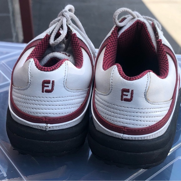 Footjoy Golf Shoes, #97322 Women’s White/Red Leather, Mens US Size 7M - Picture 6 of 10